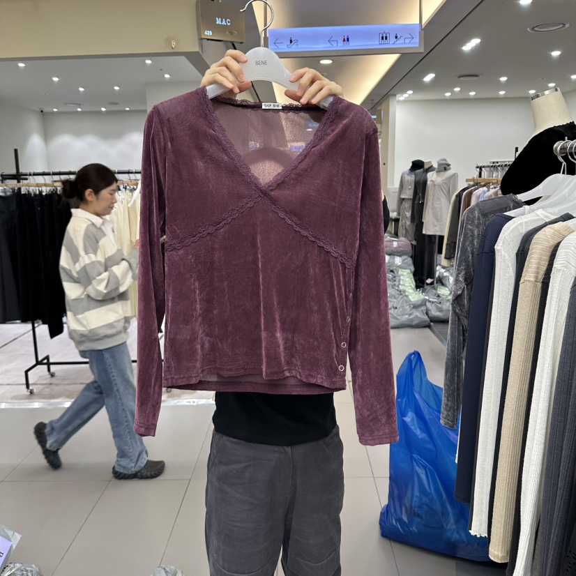 BENE韓國代購女裝新品時尚真品休閑人氣熱賣長袖T恤天鵝絨SHOP BENE_Bene長袖T恤圖色5
