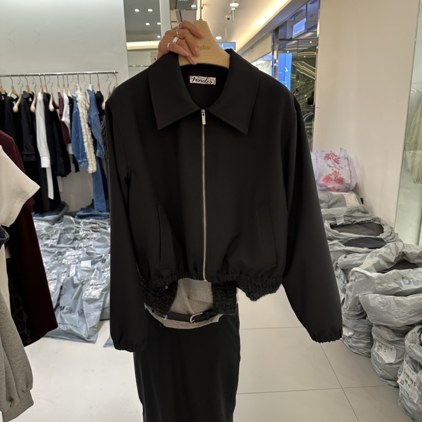 RENDER東大門實拍女裝新款休閑時尚熱賣推薦真品夾克拉鏈RENDER夾克圖色3黑色