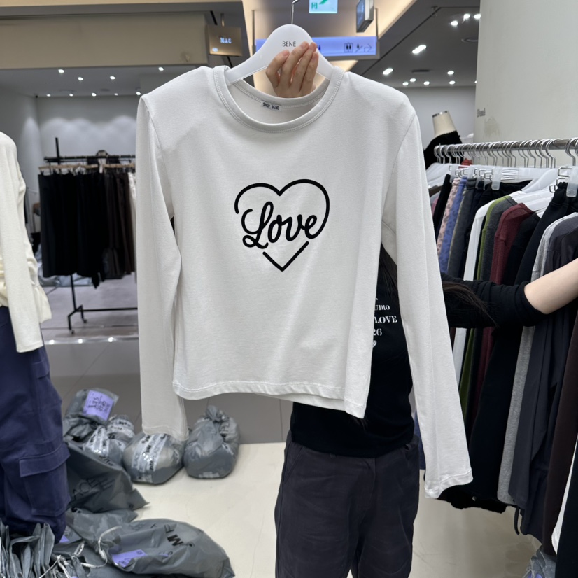 BENE韓國直郵女士新款真品休閑熱賣時尚推薦長袖T恤天鵝絨SHOP BENE_Bene長袖T恤圖色1淺灰色