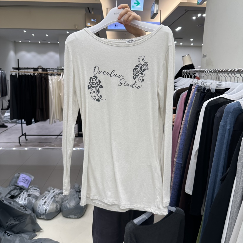 BENE韓國直郵女士新款推薦休閑時尚人氣熱賣真品長袖T恤SHOP BENE_Bene長袖T恤圖色1