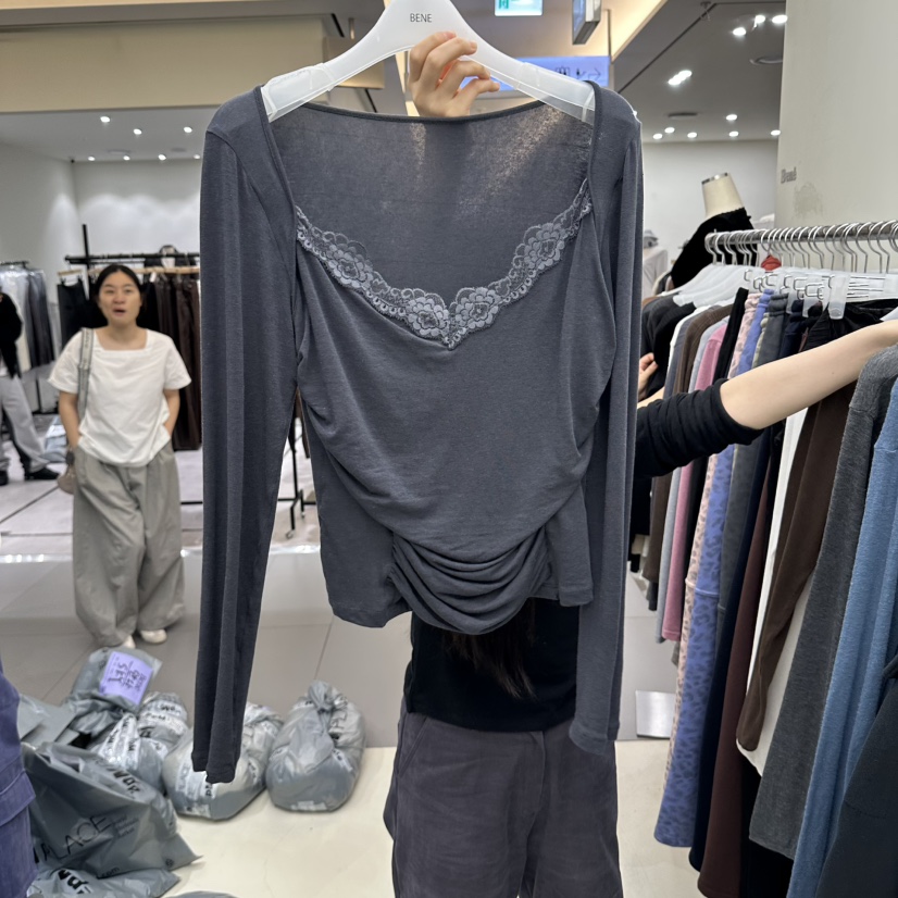 BENE東大門實拍女士新款推薦時尚人氣真品熱賣休閑長袖T恤SHOP BENE_Bene長袖T恤圖色4墨色