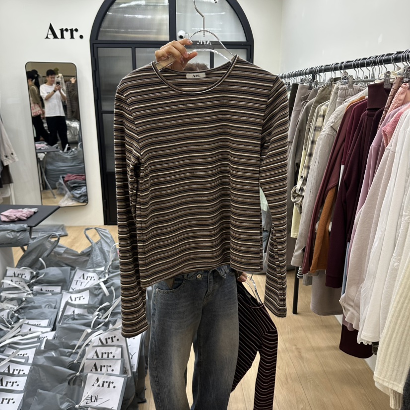 ARR韓國直郵女士新品推薦人氣真品時尚熱賣休閑長袖T恤ARR長袖T恤圖色2