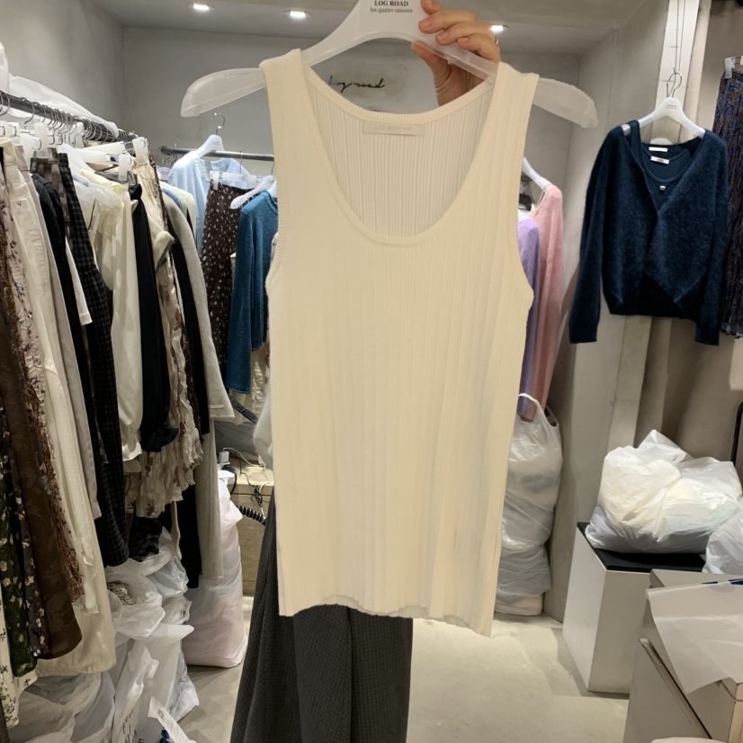 LOGROAD韓國直郵女士新品真品推薦時尚人氣吊帶背心圓領羅紋LOG ROAD吊帶/背心圖色1