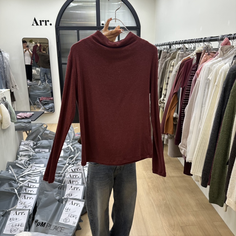 ARR東大門實拍女士新品休閑熱賣推薦時尚長袖T恤半領柔軟ARR長袖T恤