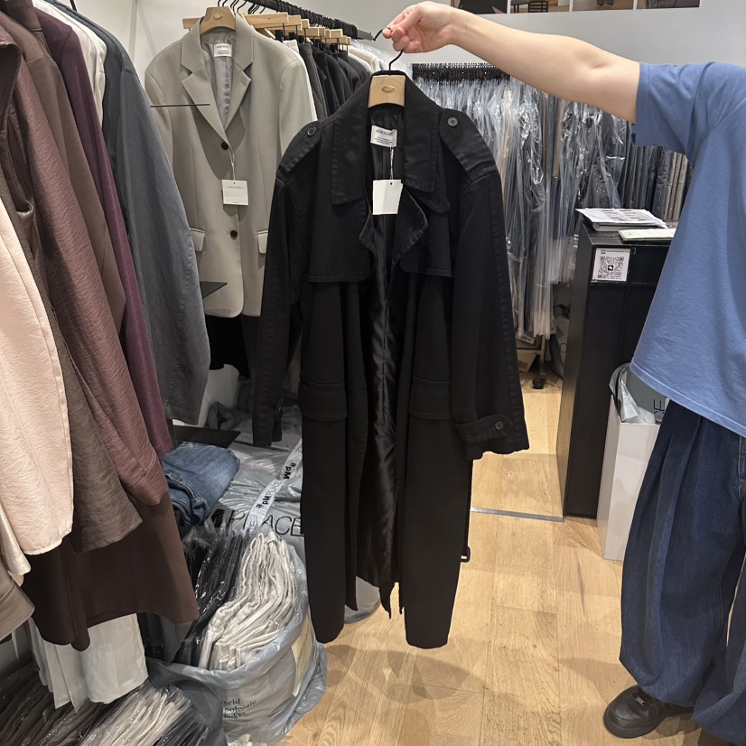 aube nunt韓國代購女士新品真品時尚推薦長款風衣含腰帶aube nunt長款風衣圖色1