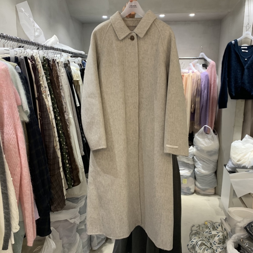 LOGROAD東大門實拍女士新品人氣時尚推薦中長款大衣含腰帶LOG ROAD中長款大衣圖色1
