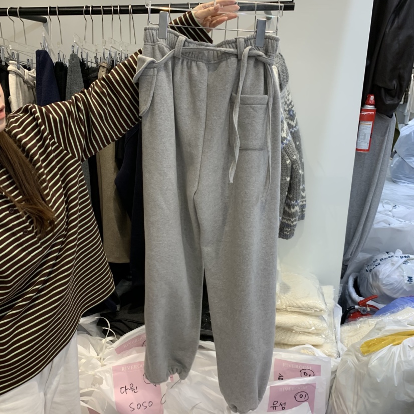 RIVEROOM韓國代購女士新款休閑人氣時尚休閑褲含小包加絨RIVEROOM休閑褲