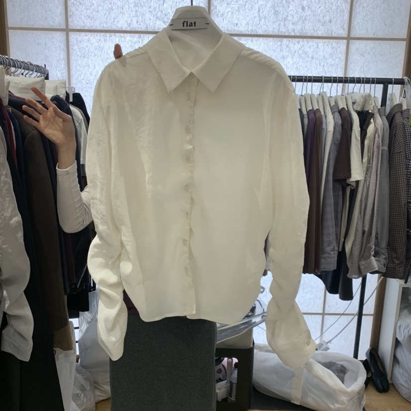 FLAT韓國直郵女士新品真品熱賣時尚休閑人氣推薦襯衫蕾絲衫flat襯衫/蕾絲衫圖色2白
