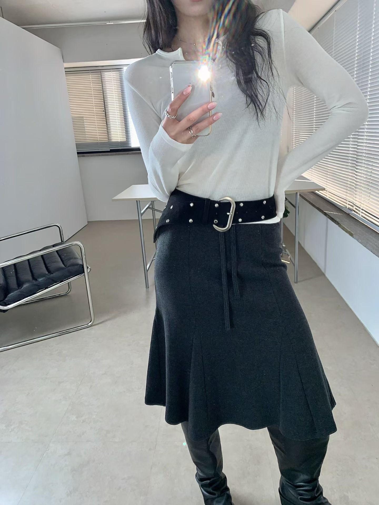 BLACK LINE東大門直郵女士新品推薦半身裙中短裙不含腰帶含繩BLACK LINE半身裙/中短裙