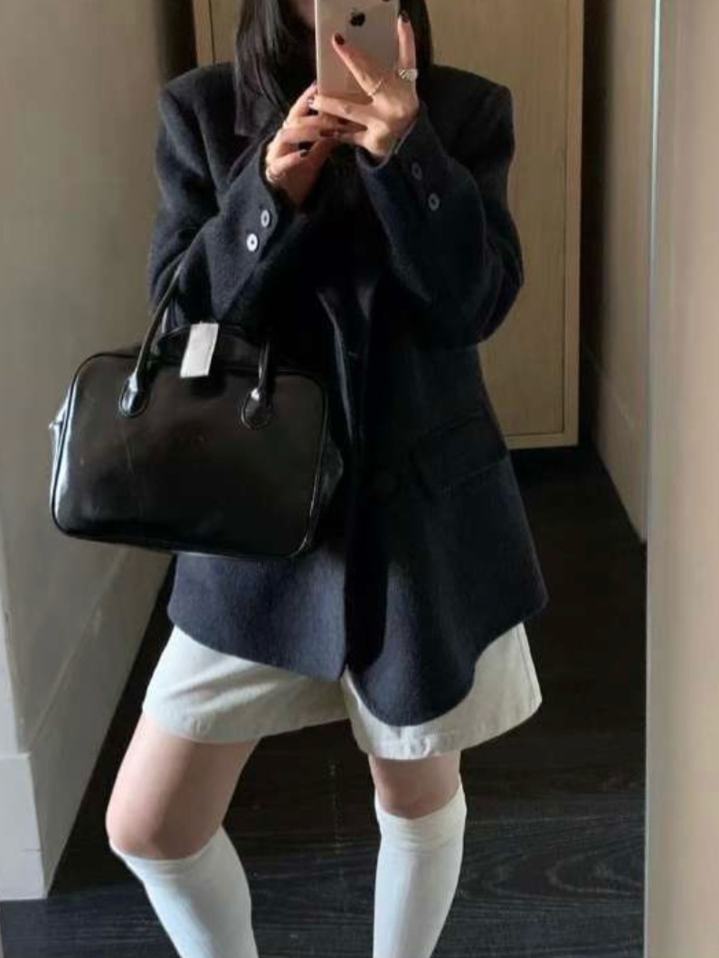DARLUZ_MI韓國代購女裝新款時尚推薦人氣熱賣短款大衣雙按鈕DARLUZ_MI短款大衣