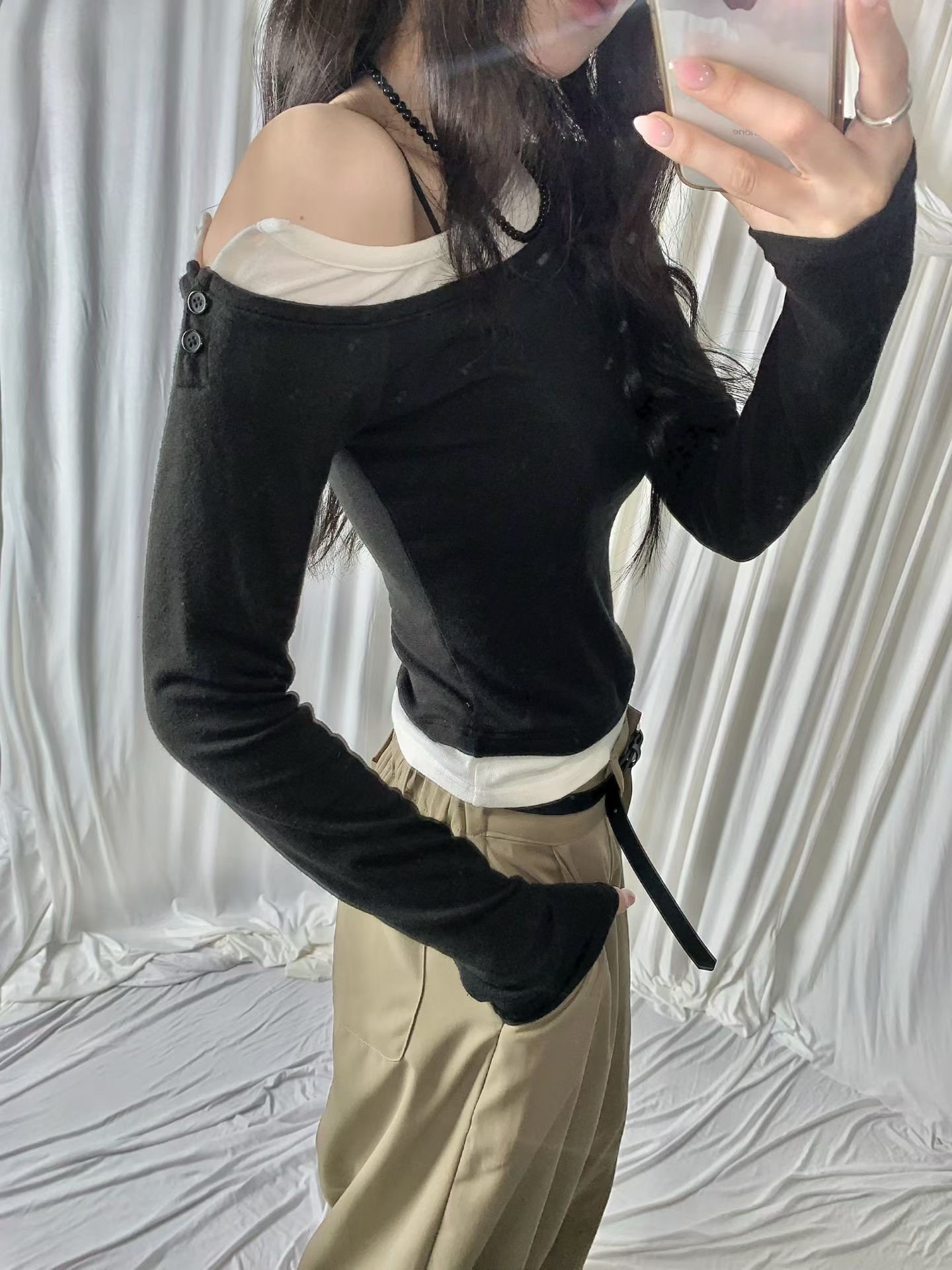 BLACK LINE東大門代購女士新款推薦人氣時尚真品長袖T恤BLACK LINE長袖T恤
