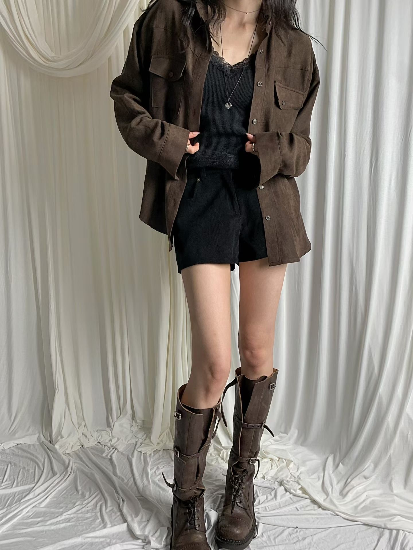 BLACK LINE東大門實拍女裝新品推薦時尚襯衫蕾絲衫不含內搭BLACK LINE襯衫/蕾絲衫