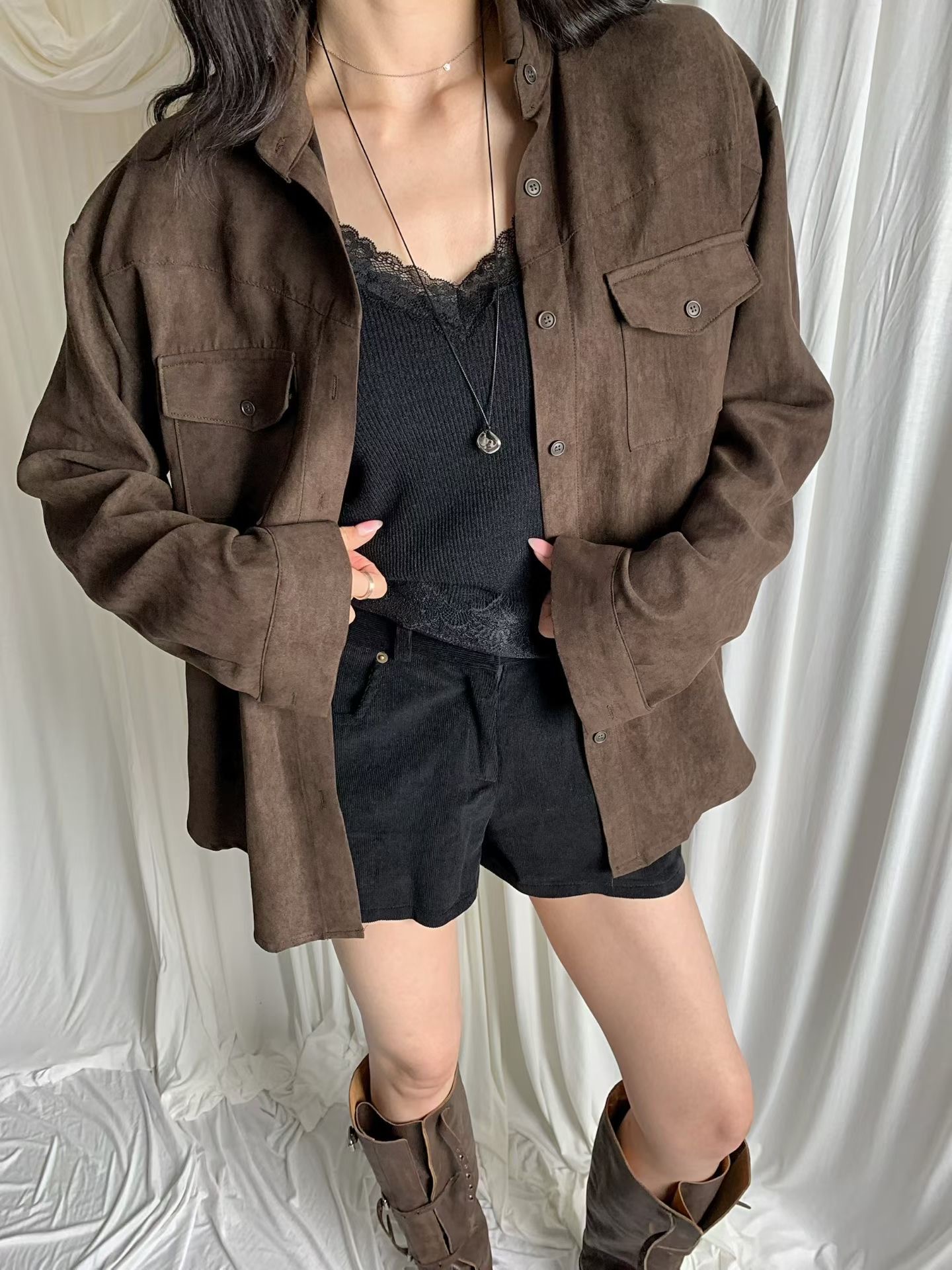 BLACK LINE東大門實拍女裝新品推薦時尚襯衫蕾絲衫不含內搭BLACK LINE襯衫/蕾絲衫圖色2