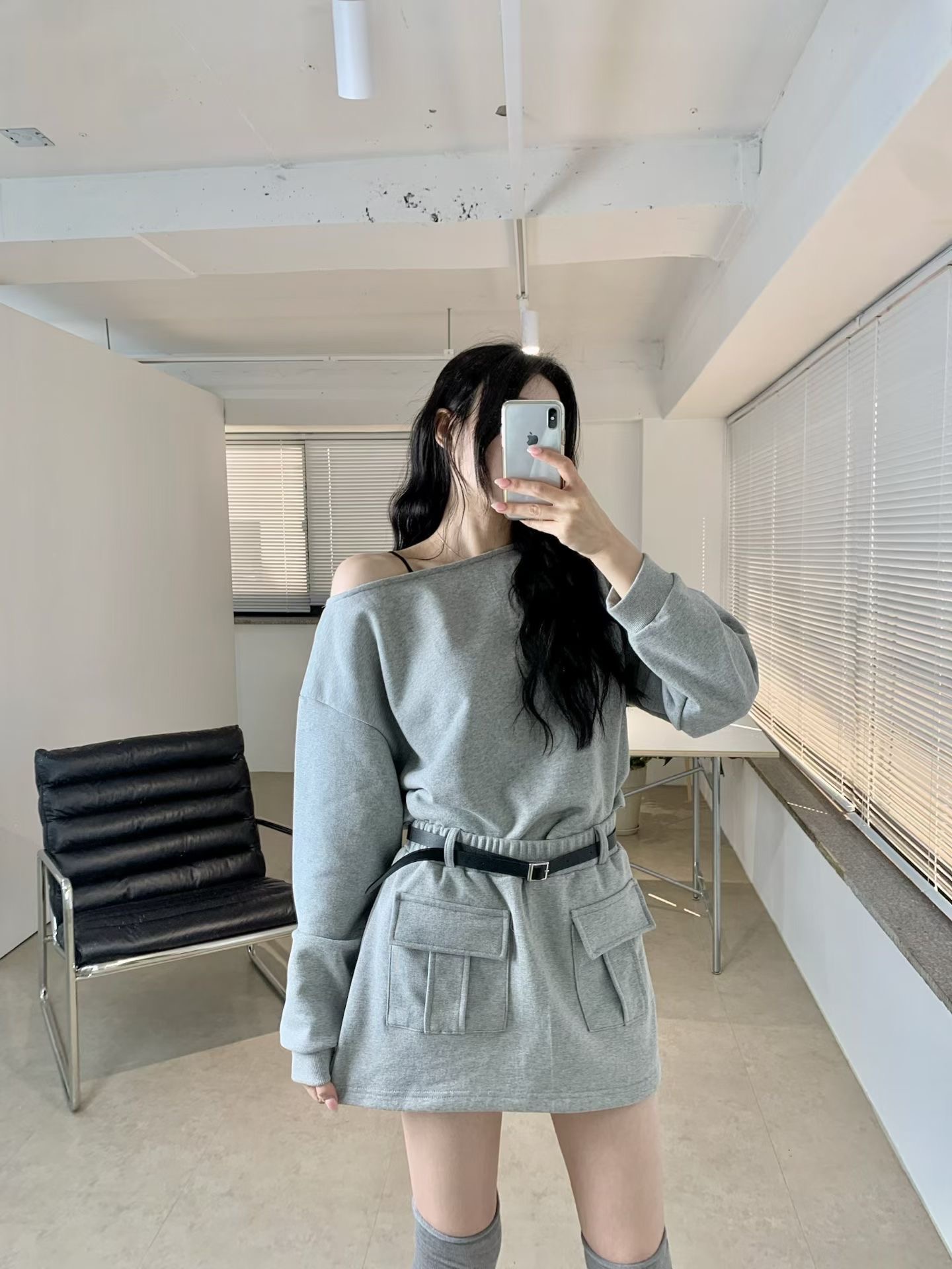 BLACK LINE韓國直郵女裝新款人氣推薦連衣裙不含腰帶OPSBLACK LINE連衣裙圖色1