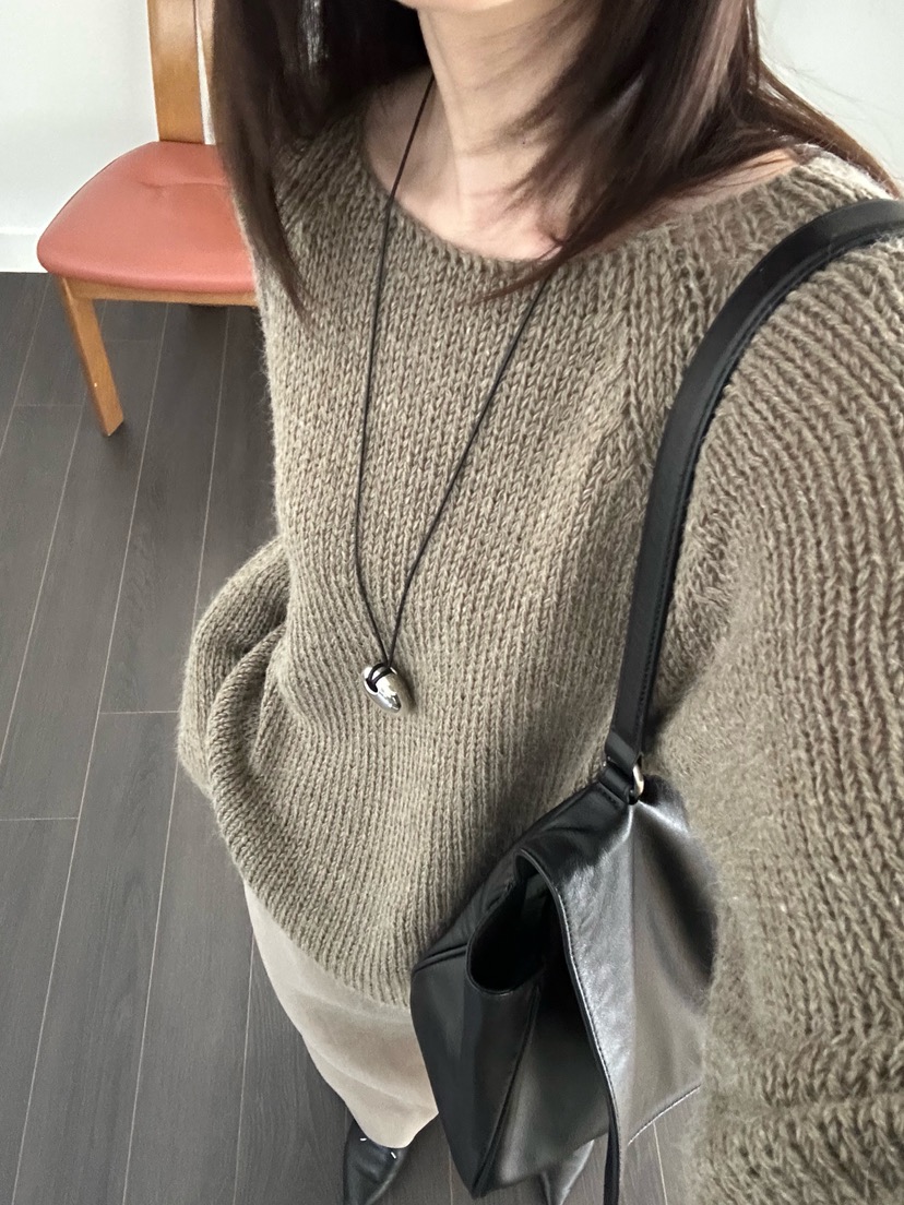 OP PER韓國代購女裝新品時尚推薦熱賣休閑針織衫羊駝毛船領OPPER-simplebeige針織衫