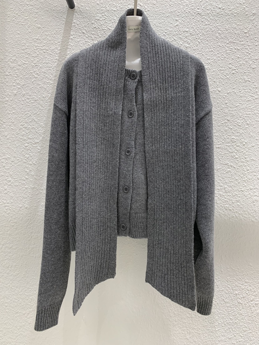 LUCY SALON東大門直郵女裝新品時尚推薦針織衫含圍巾開襟LUCY SALON針織衫圖色3