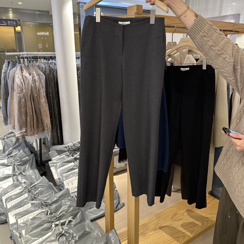 ROUNDER韓國代購女士新品推薦休閑熱賣時尚真品人氣休閑褲ROUNDER休閑褲圖色1墨色