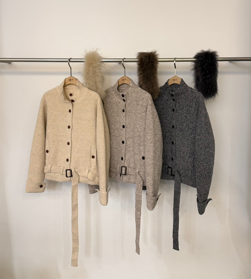 TWENTY FOUR SEVEN24-7東大門代購女裝新品推薦毛衣含毛領含腰帶開衫TEWNTY FOUR SEVEN24-7毛衣