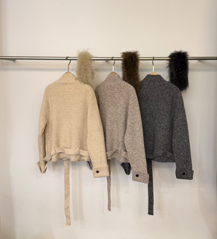 TWENTY FOUR SEVEN24-7東大門代購女裝新品推薦毛衣含毛領含腰帶開衫TEWNTY FOUR SEVEN24-7毛衣