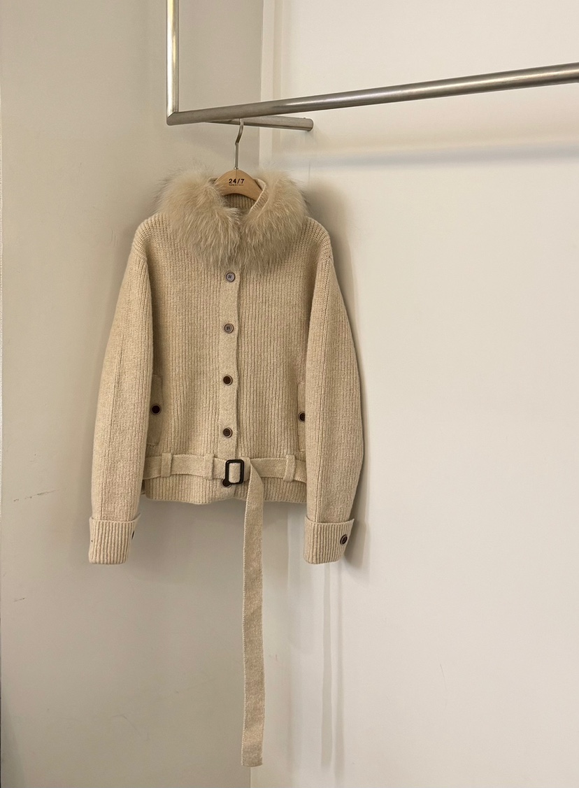 TWENTY FOUR SEVEN24-7東大門代購女裝新品推薦毛衣含毛領含腰帶開衫TEWNTY FOUR SEVEN24-7毛衣圖色1