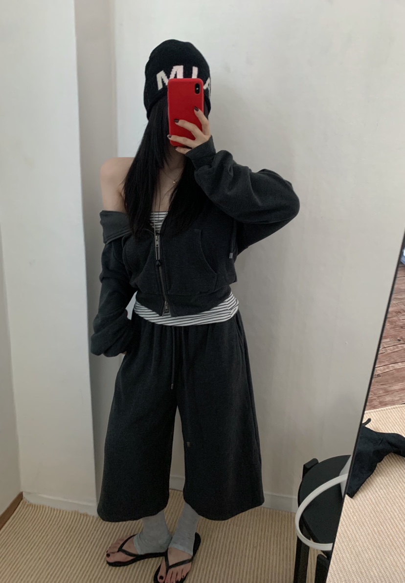 TWENTY FOUR SEVEN24-7韓國代購女士新款休閑套裝連帽衫短款TEWNTY FOUR SEVEN24-7套裝