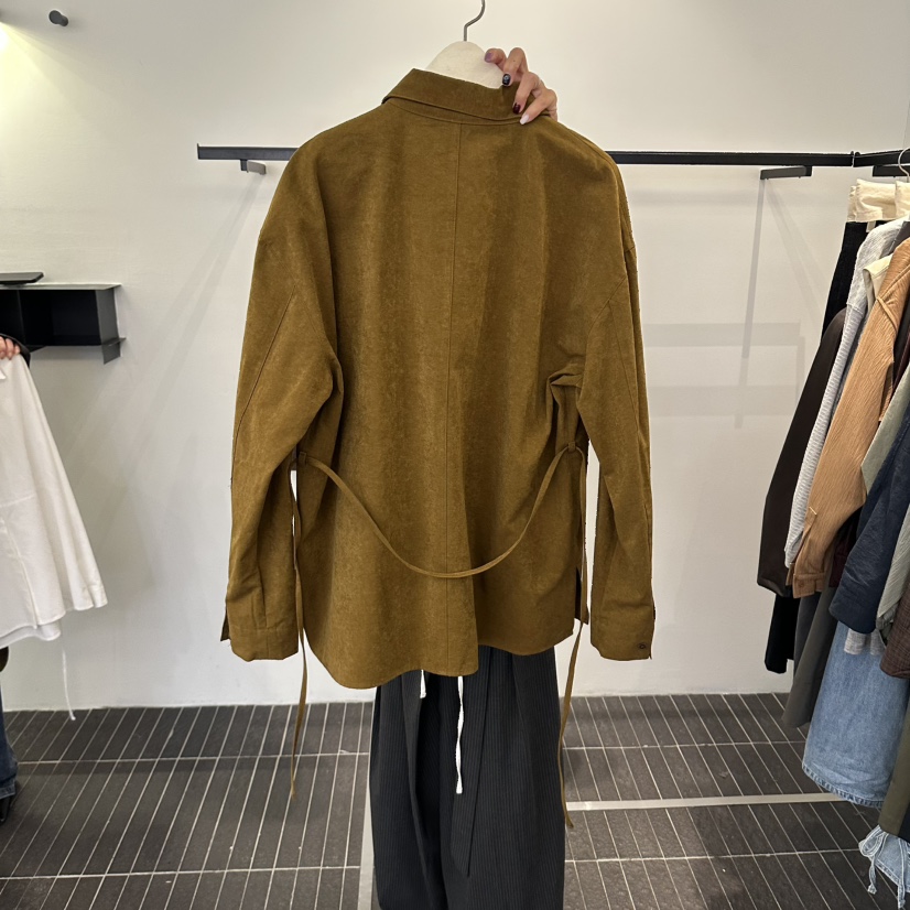 FIND-P韓國代購女裝新款推薦休閑真品襯衫蕾絲衫含腰繩寬松FIND-P襯衫/蕾絲衫