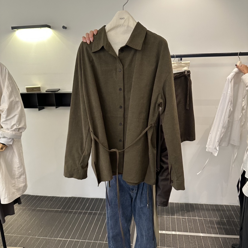 FIND-P韓國代購女裝新款推薦休閑真品襯衫蕾絲衫含腰繩寬松FIND-P襯衫/蕾絲衫圖色2