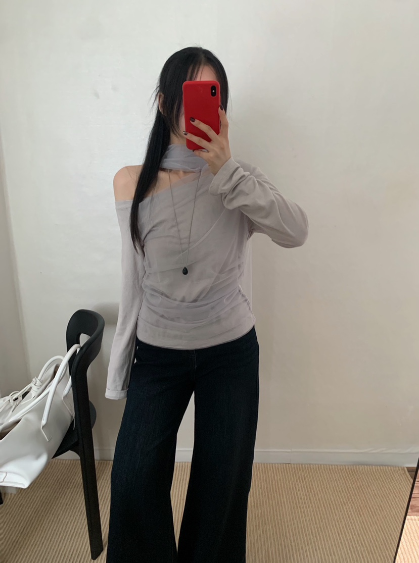 TWENTY FOUR SEVEN24-7韓國直郵女裝新品休閑長袖T恤含圍巾TEWNTY FOUR SEVEN24-7長袖T恤