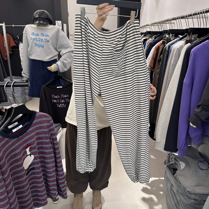 A.CES韓國直郵女裝新品休閑真品時尚人氣推薦休閑褲條紋A.CES休閑褲