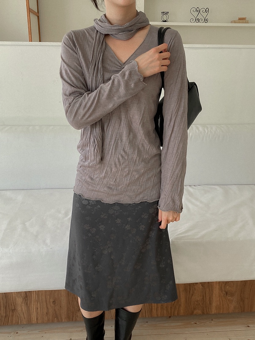 BLOWING韓國代購女士新品人氣休閑時尚襯衫蕾絲衫含脖帶圍巾BLOWING-2件起襯衫/蕾絲衫