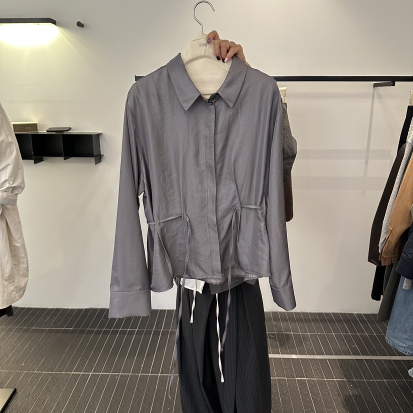 FIND-P東大門代購女裝新款休閑真品人氣襯衫蕾絲衫含腰繩FIND-P襯衫/蕾絲衫圖色2