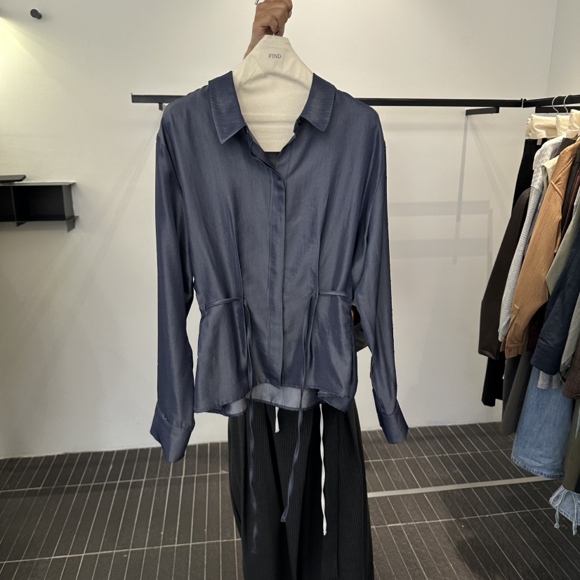 FIND-P東大門代購女裝新款休閑真品人氣襯衫蕾絲衫含腰繩FIND-P襯衫/蕾絲衫圖色3