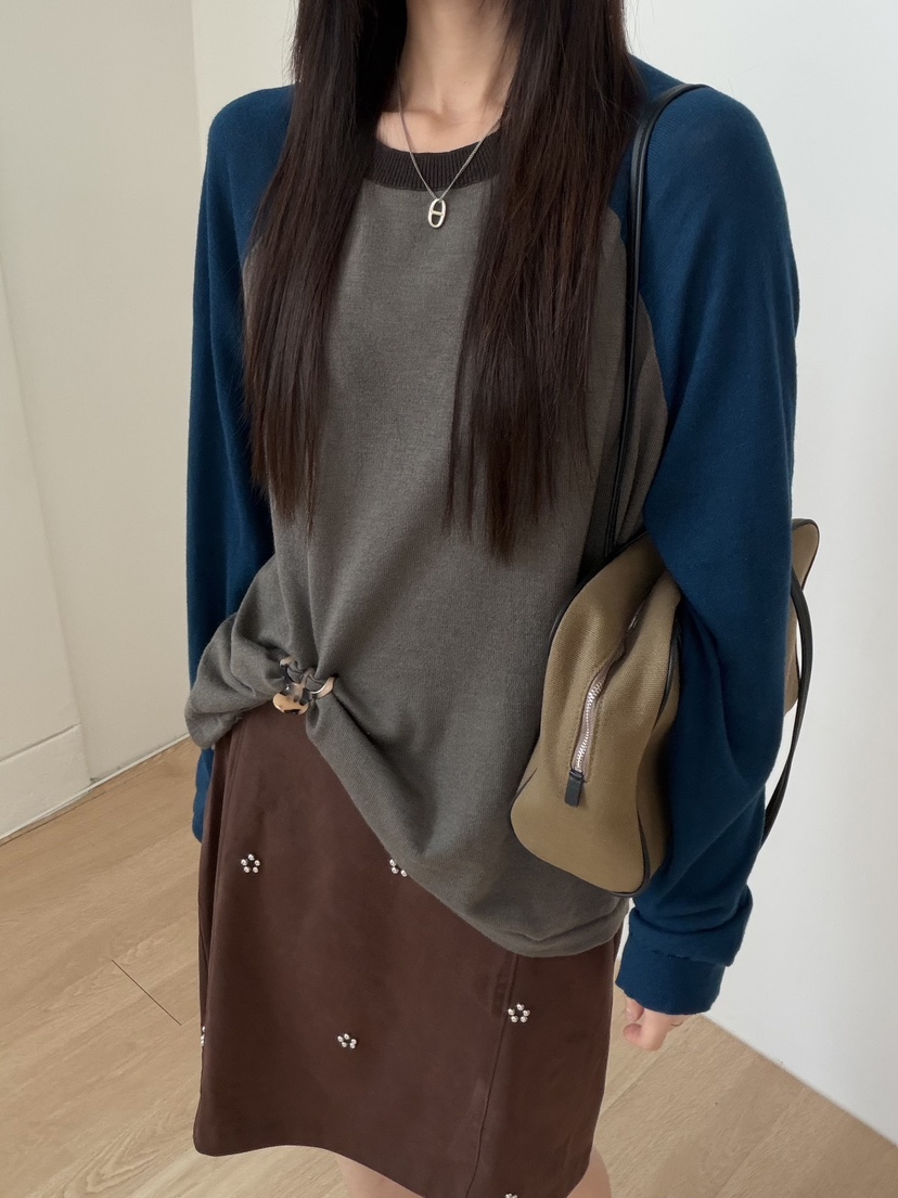 RIVER RAIN東大門實拍女士新款休閑推薦長袖T恤插肩寬松RIVER RAIN長袖T恤