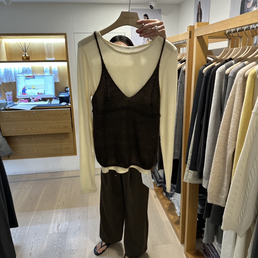 ROUNDER東大門直郵女士新品推薦人氣真品吊帶背心不含內搭ROUNDER吊帶/背心圖色2棕色