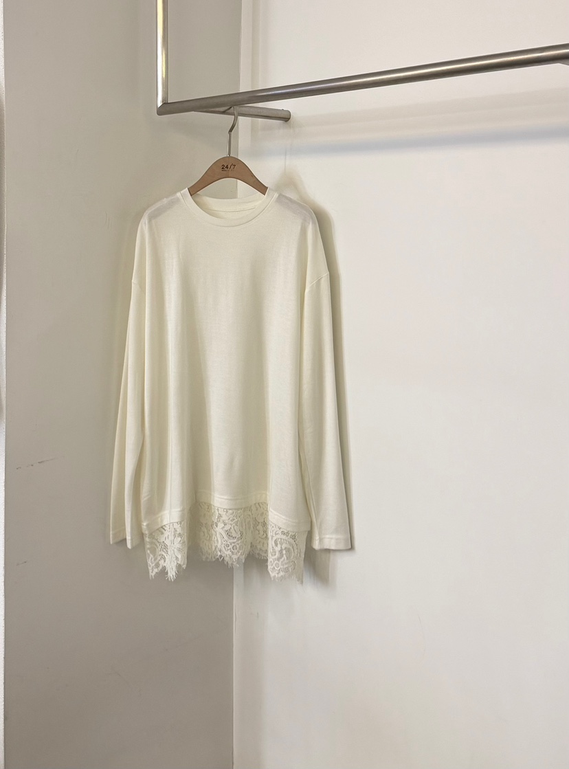 TWENTY FOUR SEVEN24-7東大門實拍女士新品真品長袖T恤蕾絲長款TEWNTY FOUR SEVEN24-7長袖T恤圖色1