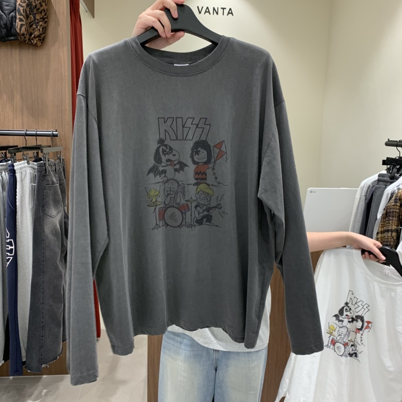 VANTA韓國直郵女裝新款推薦熱賣休閑真品人氣長袖T恤史努比VANTA長袖T恤圖色1