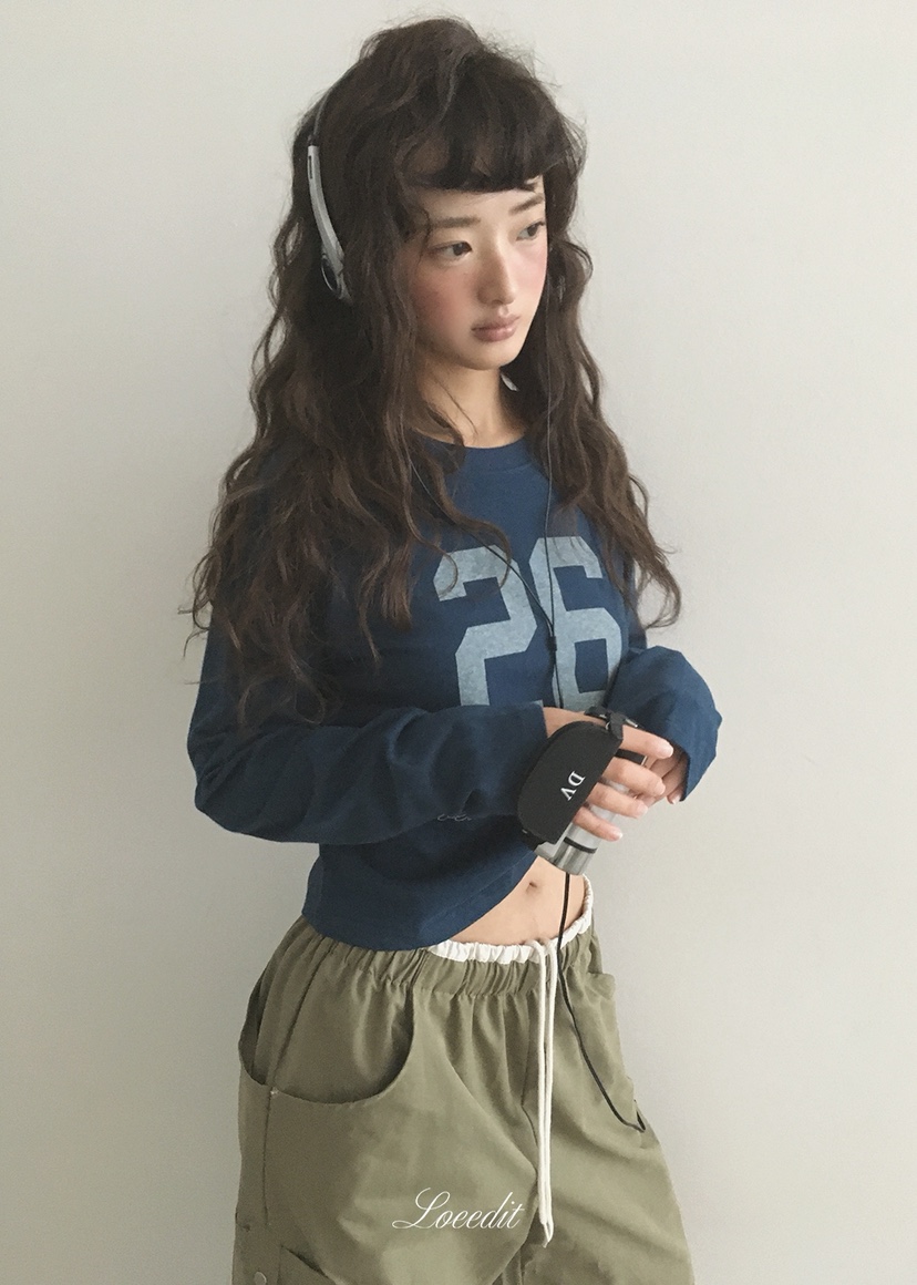 LOEEDIT東大門實拍女士新款休閑時尚推薦人氣長袖T恤插肩袖LOEEDIT長袖T恤