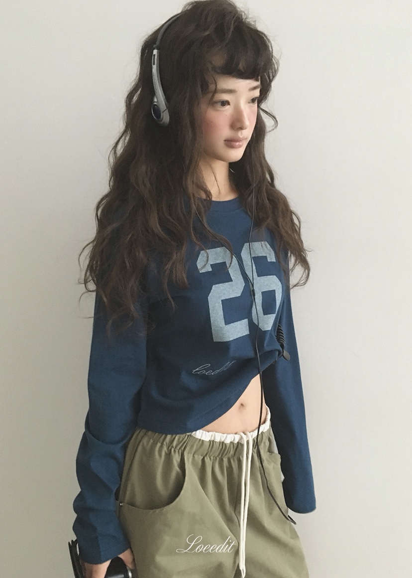 LOEEDIT東大門實拍女士新款休閑時尚推薦人氣長袖T恤插肩袖LOEEDIT長袖T恤圖色2