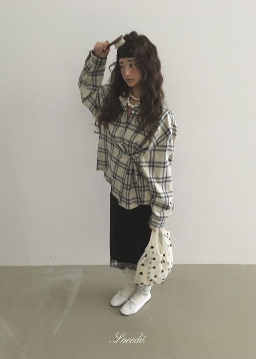 LOEEDIT韓國直郵女裝新品休閑真品半身裙中短裙天鵝絨蕾絲LOEEDIT半身裙/中短裙