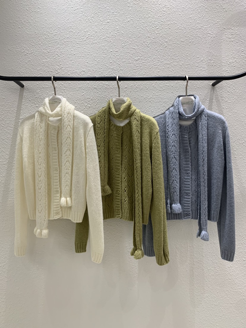 LUCY SALON韓國直郵女裝新品時尚真品熱賣針織衫含圍巾開衫LUCY SALON針織衫