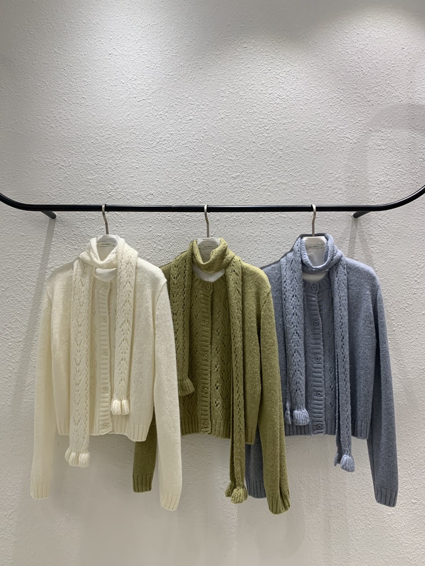 LUCY SALON韓國直郵女裝新品時尚真品熱賣針織衫含圍巾開衫LUCY SALON針織衫