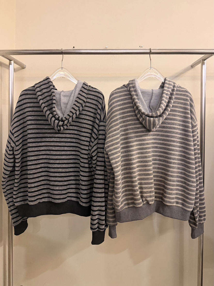 LATTE-P韓國代購女士新品熱賣真品休閑人氣衛衣拉鏈條紋LATTE-P衛衣