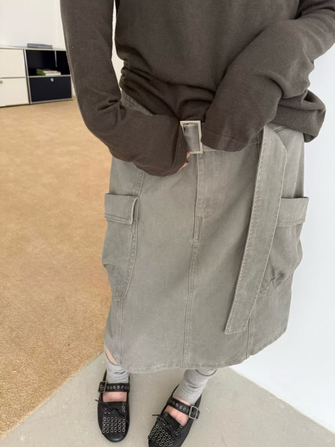 FAVERT東大門直郵女士新款推薦休閑真品半身裙中短裙含腰帶FAVERT半身裙/中短裙