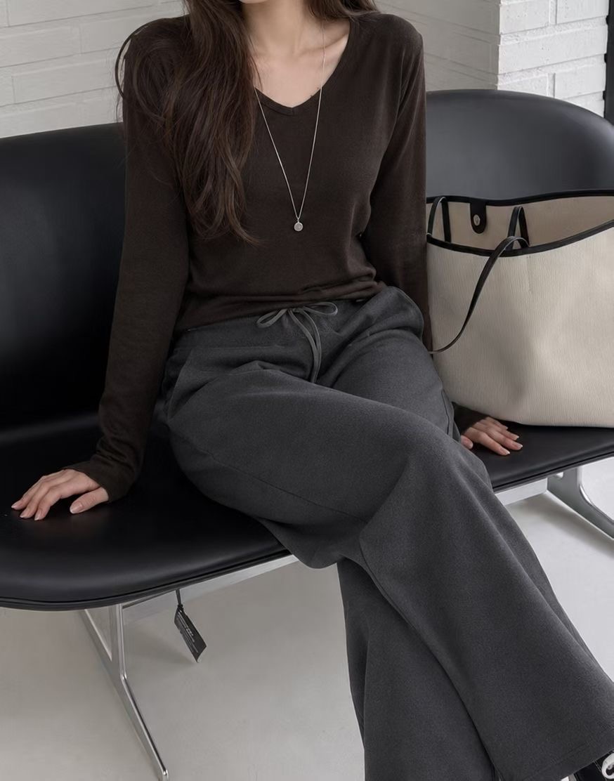 HACKER韓國代購女裝新品休閑人氣熱賣真品推薦長袖T恤V領HACKER-2件起長袖T恤