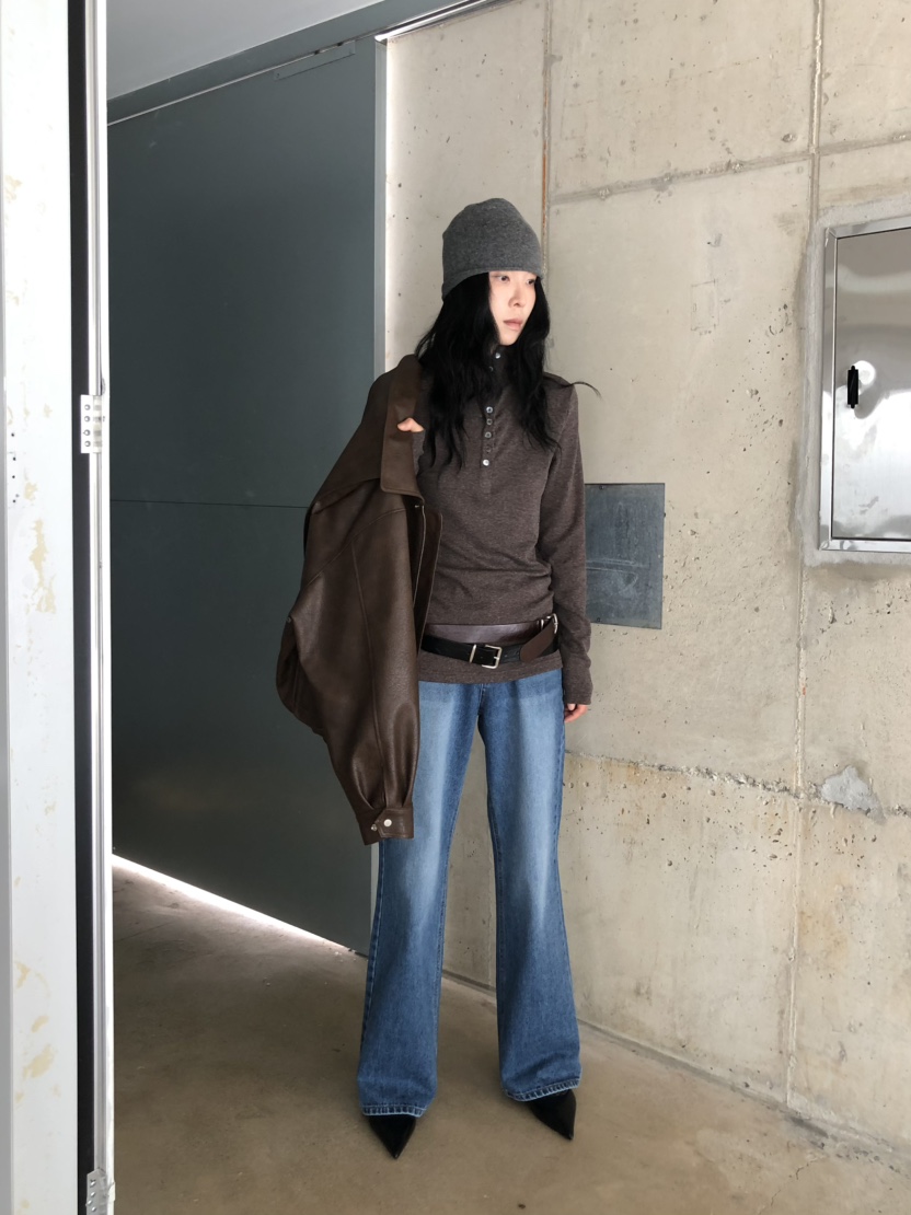 MOVENNE韓國直郵女裝新品時尚人氣真品休閑推薦牛仔褲喇叭MOVENNE牛仔褲