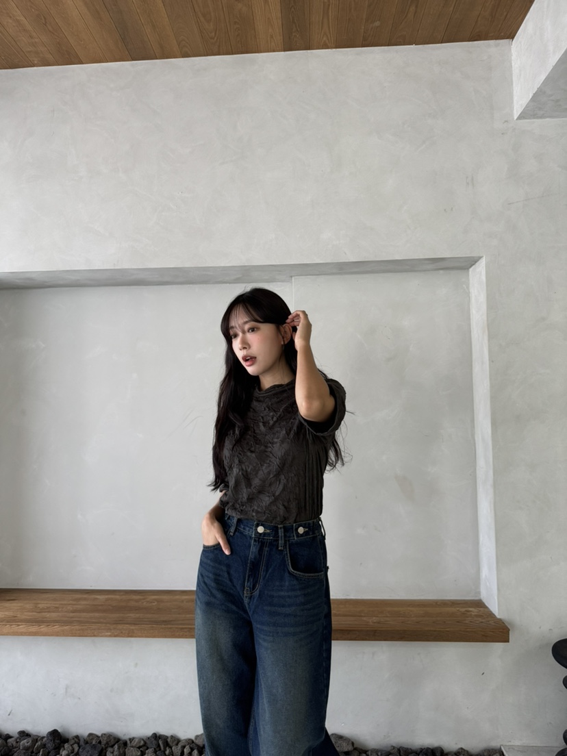 MARIGOLD韓國代購女裝新品真品推薦人氣時尚熱賣休閑T恤褶皺MARIGOLDT恤