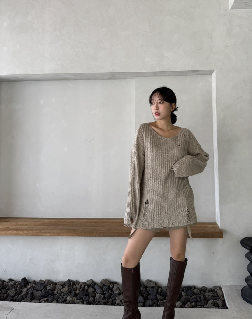 MARIGOLD韓國代購女士新品時尚熱賣休閑推薦真品針織衫復古MARIGOLD針織衫