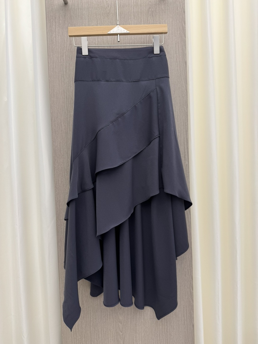 MARIGOLD東大門代購女裝新品熱賣休閑真品長裙不對稱褶邊MARIGOLD長裙圖色2