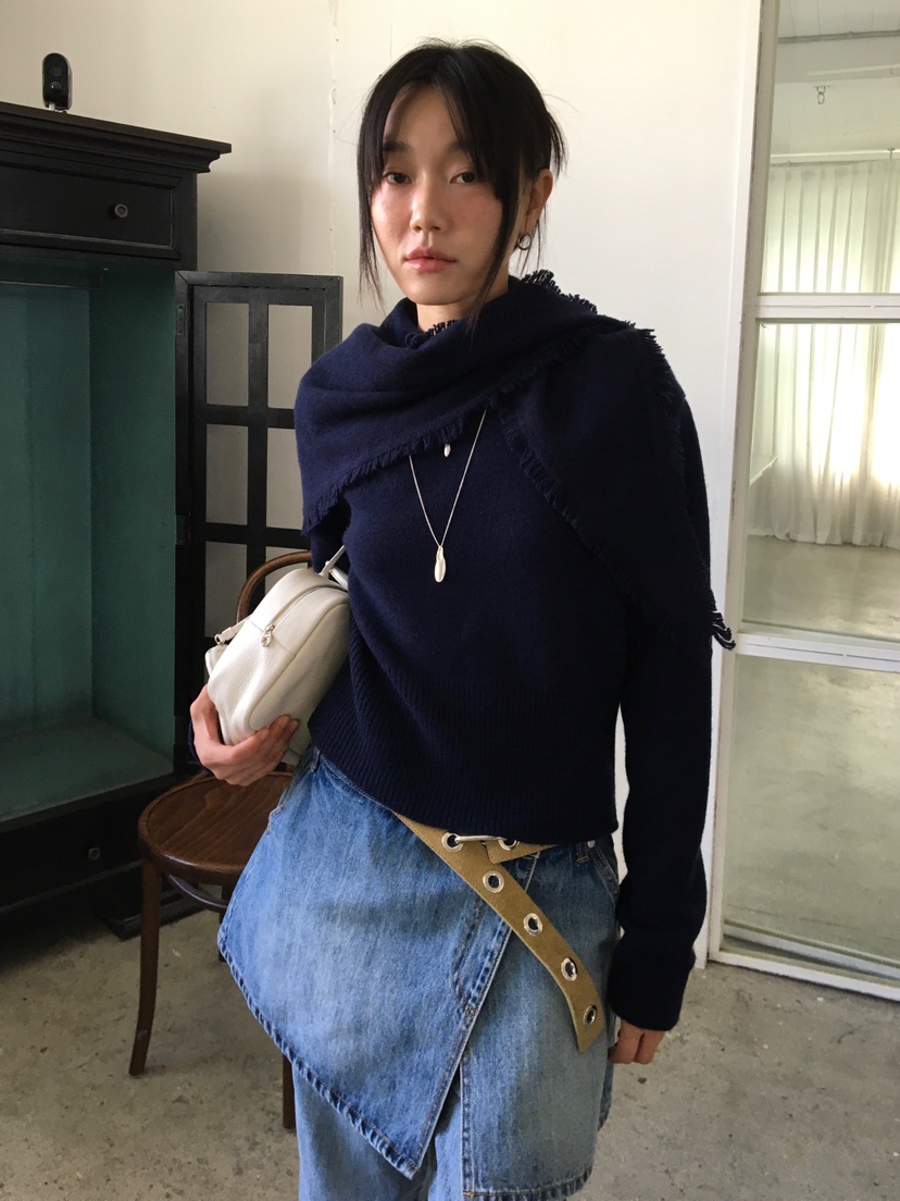 BAKING POWDER韓國直郵女士新款推薦時尚真品針織衫含圍巾BAKING POWDER針織衫