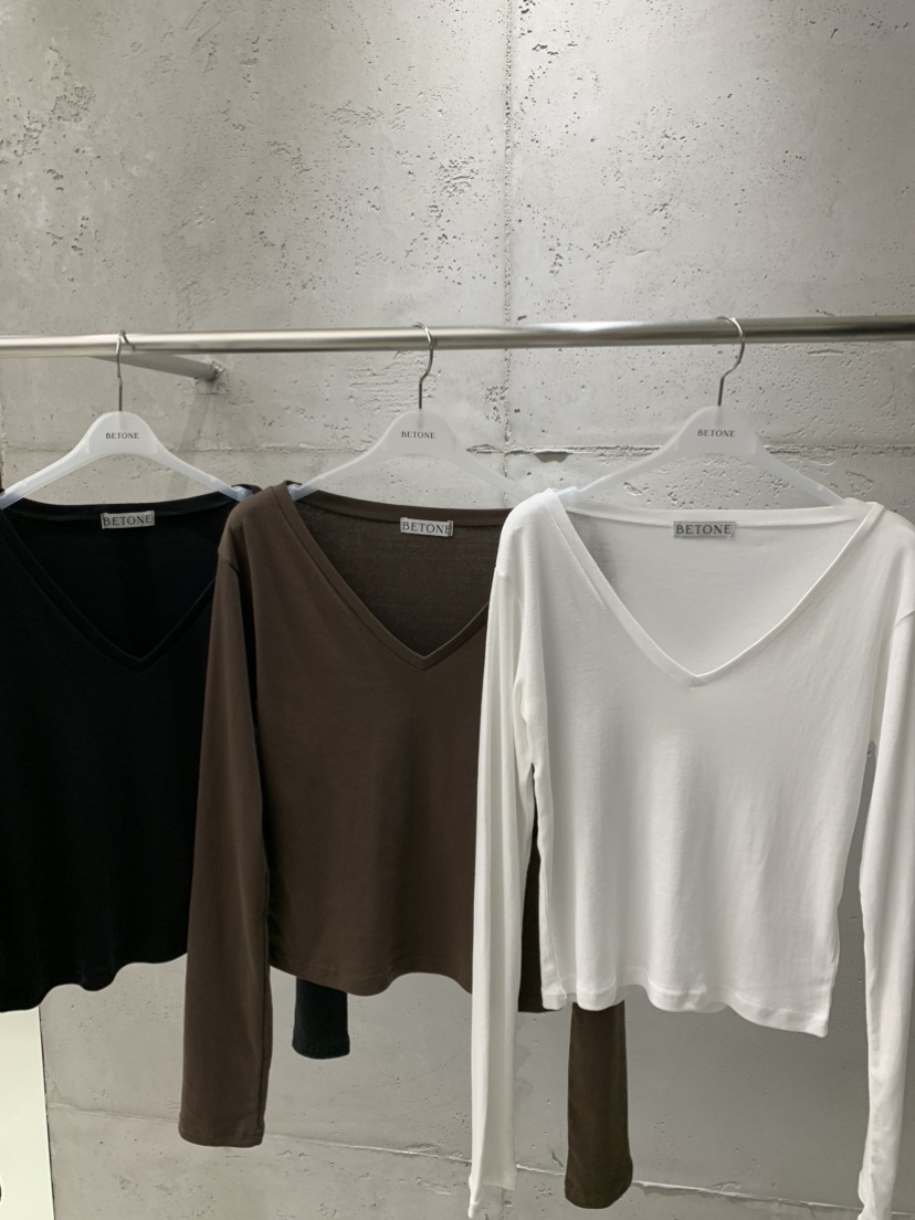 BETONE東大門實拍女裝新品真品休閑熱賣人氣推薦長袖T恤V領BETONE長袖T恤